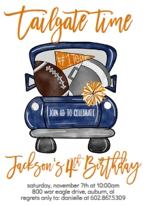 Birthday Football Truck Navy Orange: Birthday Football Truck Navy Orange