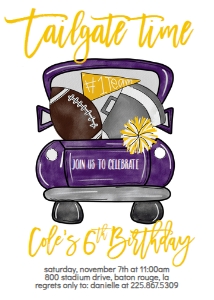 Birthday Football Purple Gold Truck: Birthday Football Purple Gold Truck