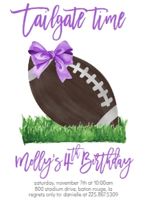 Birthday Football Purple Bow: Birthday Football Purple Bow