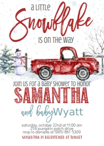 Baby Shower Christmas Snowflake Red Truck Invitation: Baby Shower Christmas Snowflake Red Truck Invitation 641346618