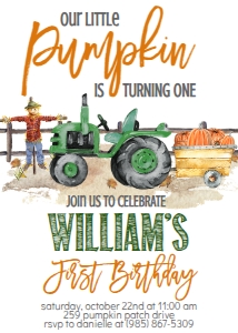 Birthday Green Tractor Pumpkin design preview