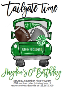 Birthday Football Truck Green: Birthday Football Truck Green