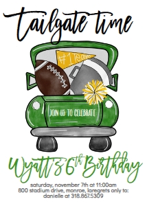 Birthday Football Truck Green Gold: Birthday Football Truck Green Gold