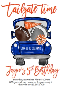 Birthday Football Truck Blue Gator: Birthday Football Truck Blue Gator