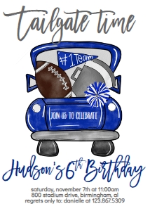 Birthday Football Truck Blue Grey: Birthday Football Truck Blue Grey