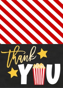 Birthday Movie Red Chalk Thank You Card: Birthday Movie Chalkboard Red