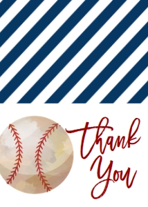 Baby Shower Baseball Thank You Card: Birthday Baseball