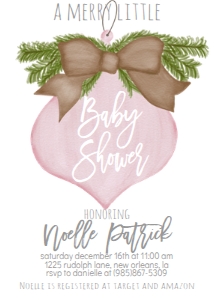 Baby Shower Christmas Burlap Pink Ornament Invitation: Baby Shower Christmas Burlap Pink Ornament Invitation
