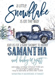Baby Shower Christmas Navy Truck Snowflake Invitation: Baby Shower Christmas Navy Truck Snowflake Invitation 655177249