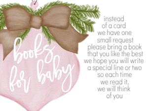 Baby Shower Christmas Burlap Pink Ornament Book Card: Baby Shower Christmas Burlap Pink Ornament Invitation