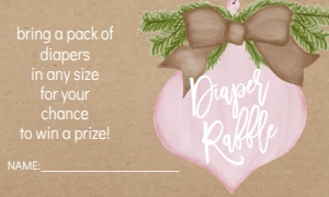 Baby Shower Christmas Kraft Burlap Pink Ornament Diaper Raffle: Baby Shower Christmas Kraft Burlap Pink Ornament Invitation