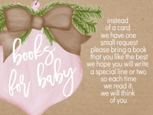 Baby Shower Christmas Kraft Burlap Pink Ornament Book Card: Baby Shower Christmas Kraft Burlap Pink Ornament Invitation