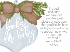 Baby Shower Christmas Burlap Blue Ornament Book Card: Baby Shower Christmas Burlap Blue Ornament Invitation