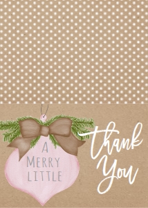 Thank You Christmas Kraft Burlap Ornament Pink Thank You: Baby Shower Christmas Kraft Burlap Pink Ornament Invitation