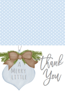 Thank You Christmas Burlap Blue Ornament Thank You: Baby Shower Christmas Burlap Blue Ornament Invitation