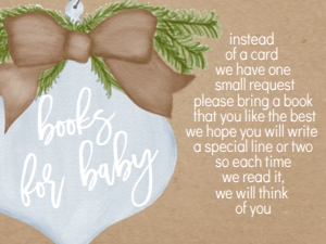 Baby Shower Christmas Kraft Burlap Blue Ornament Book Card: Baby Shower Christmas Kraft Burlap Blue Ornament Invitation