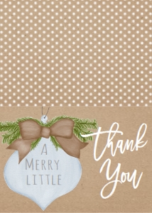 Thank You Christmas Kraft Burlap Blue Ornament Thank You: Baby Shower Christmas Kraft Burlap Blue Ornament Invitation