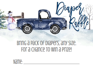 Baby Shower Christmas Navy Truck Snowflake Diaper Raffle: Baby Shower Christmas Navy Truck Snowflake Invitation 655177249