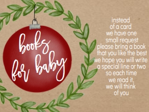 Baby Shower Christmas Red Ornament Book Card: Christmas Baby Shower Red Ornament Invitation
