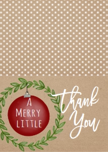 Thank You Christmas Kraft Red Ornament Thank You Card: Christmas Baby Shower Red Ornament Invitation