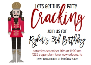 Birthday Christmas Nutcracker Party Invitation: Birthday Christmas Nutcracker Party Invitation