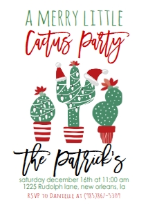 Christmas Party Merry Little Cactus Invitation: Christmas Party Merry Little Cactus Invitation