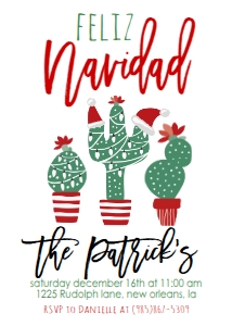 Christmas Party Feliz Navidad Cactus Invitation: Christmas Party Feliz Navidad Cactus Invitation