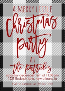 Christmas Black White Buffalo Plaid Party Invitation design preview