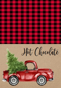 Christmas Kraft Red Black Truck Food Tent: Birthday Christmas Truck Kraft Invitation