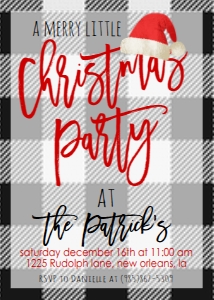 Christmas Party Buffalo Plaid Santa Hat Invitation: Christmas Party Buffalo Plaid Santa Hat Invitation