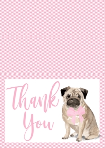 Thank You Pink Pug Puppy Master: Baby Shower Pink Pug Gingham