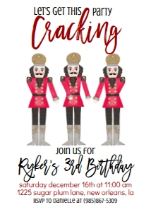 Birthday Christmas Nutcracker Floss Invitation: Birthday Christmas Nutcracker Floss Invitation
