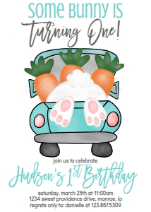 Birthday Bunny Truck Aqua design preview