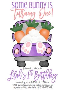 Birthday Bunny Truck Purple design preview