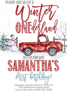 Christmas Winter Onederland Red Invitation: Christmas Winter Onederland Red Invitation