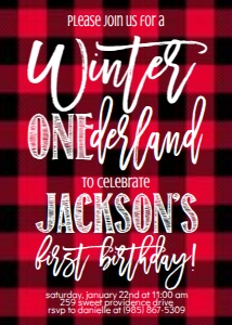 Christmas Winter Onederland Plaid Invitation: Christmas Winter Onederland Plaid Invitation