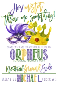 Mardi Gras Float Rider Card: Mardi Gras Float Rider Card
