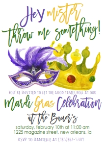 Mardi Gras Throw me Something Invite: Mardi Gras Throw me Something Invite
