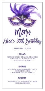 Mardi Gras Menu Mask Purple: Mardi Gras Menu Mask Purple