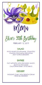 Mardi Gras Menu Mask Crown: Mardi Gras Menu Mask Crown