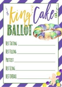 Mardi Gras King Cake Ballot: Mardi Gras King Cake Party