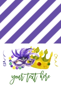 Mardi Gras Food Tent Mask Crown Single: Mardi Gras Birthday King Cake 8th