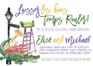 Mardi Gras Couples Shower Bourbon Gator: Mardi Gras Couples Shower Bourbon Gator