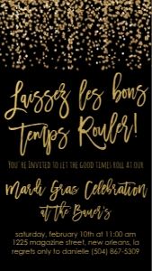 Mardi Gras Text Invite Black Gold: Mardi Gras Text Invite Black Gold