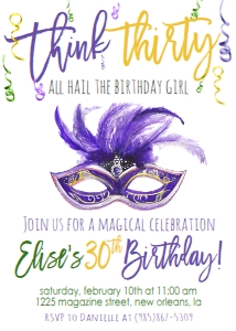 Mardi Gras Birthday Mask 30: Mardi Gras Birthday Mask 30