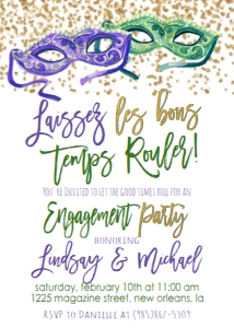 Mardi Gras Engagement Party Glitter design preview