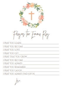 Prayer Card Peach Floral: Confirmation Peach Floral 7x5