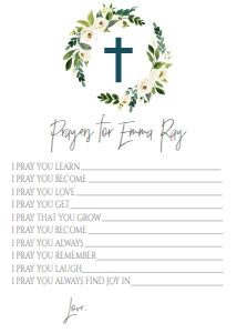 Prayers Card White Floral Wreath: Confirmation Wreath White Floral