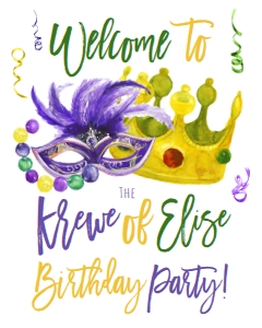 Mardi Gras Welcome Sign Birthday: Mardi Gras Birthday King Cake 8th