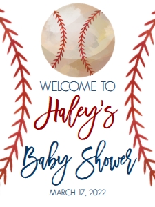 Baby Shower Baseball Welcome Sign 18x24: Baby Shower Baseball Welcome Sign 18x24
